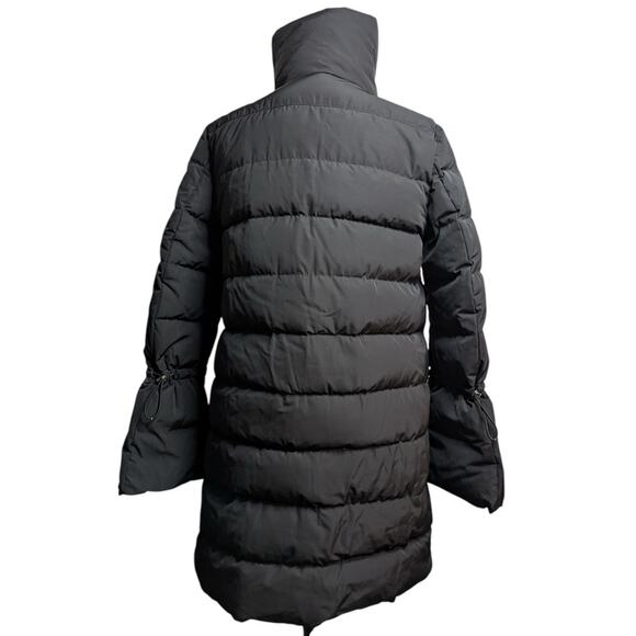 Moncler Lobelia Down Puffer Coat size S Quilted Black Bell Sleeves Midi - Picture 11 of 16